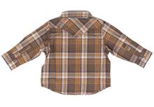 Load image into Gallery viewer, Little Boy's Wrangler Maple Brown Long Sleeve Plaid Western Snap Shirt