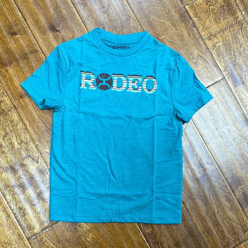 “Rodeo” Youth Ladies Teal Heather Crew Neck.