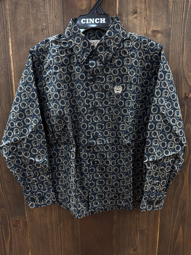 Boys Cinch Long Sleeve Navy Button Up