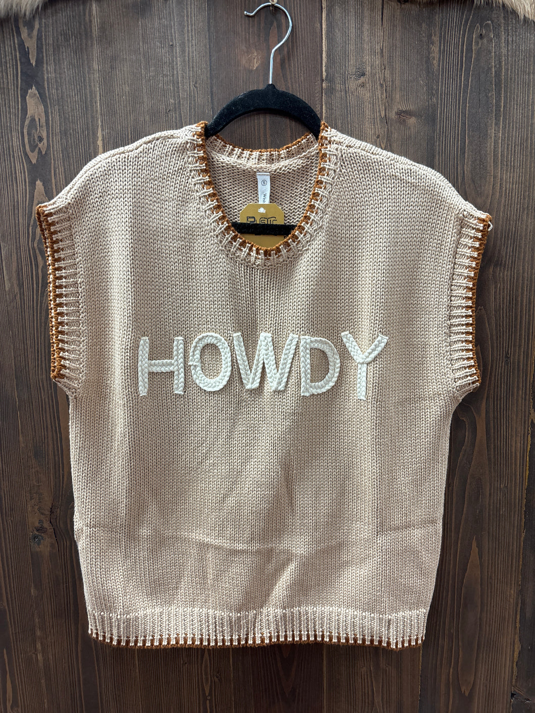 “Howdy”Contrast Stitch Sweater.