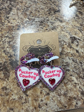 Load image into Gallery viewer, Pucker Up Cowboy Earrings.