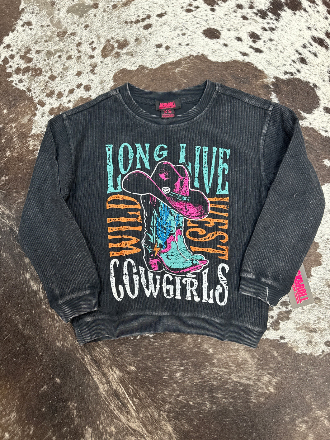 Girls Rock & Roll Graphic Pullover - Black