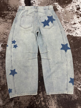 Load image into Gallery viewer, Star Printed Barrel Jeans.