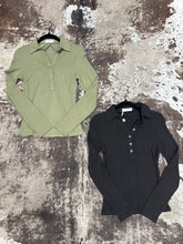 Load image into Gallery viewer, Woman’s Mittoshop Button Up Collared LS Top