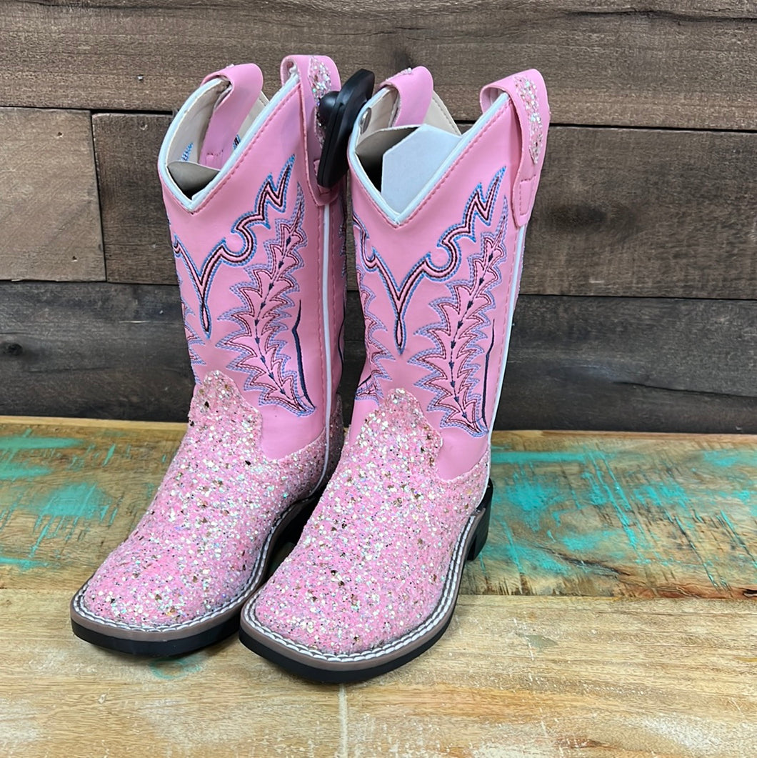 Girl’s Pink Glitter Old West Boot