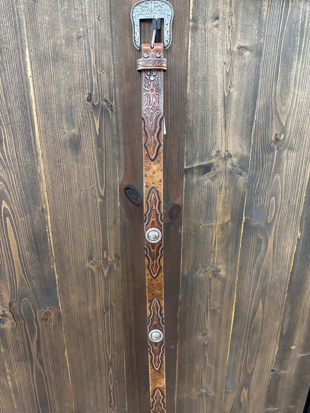 M&F Men's TAN OSTRICH Belt