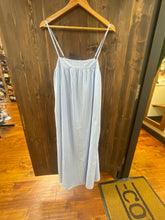 Load image into Gallery viewer, Woman’s Striped Blue Sleeveless Square Neck Maxi Dress With Back Tie