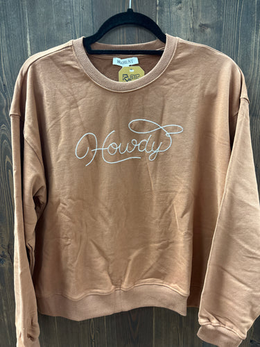 Rust/Crean “Howdy” Knit Sweatshirt.