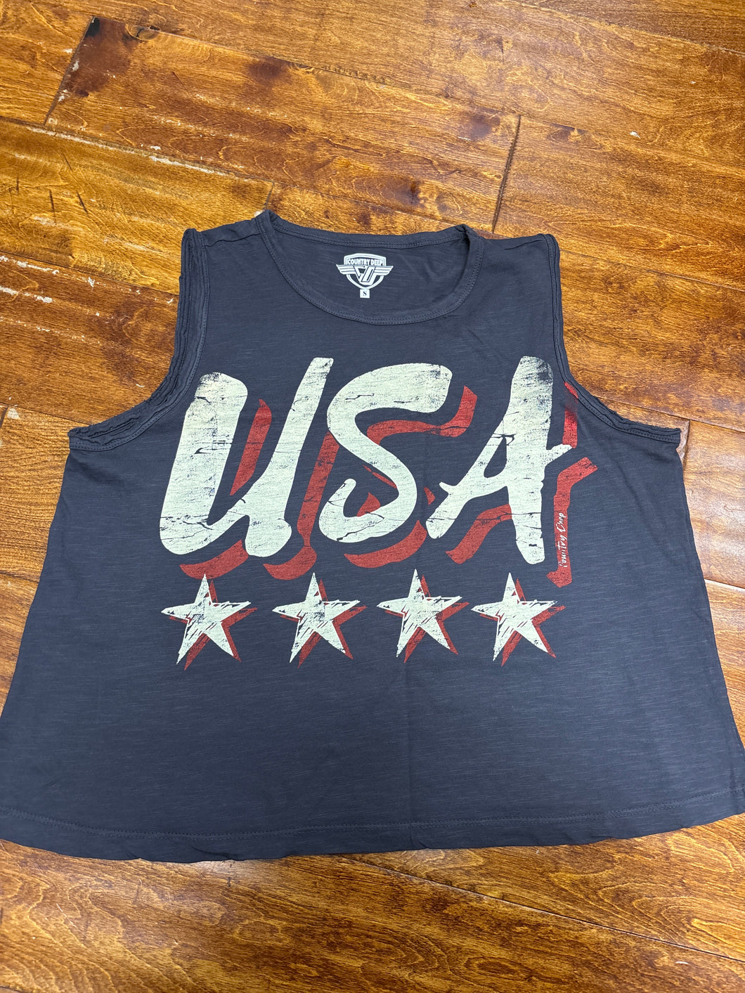 USA Stars Crop Muscle Tee.