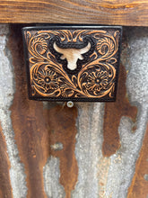 Load image into Gallery viewer, Men’s Tooled Leather Longhorn With Cowhide Wallet