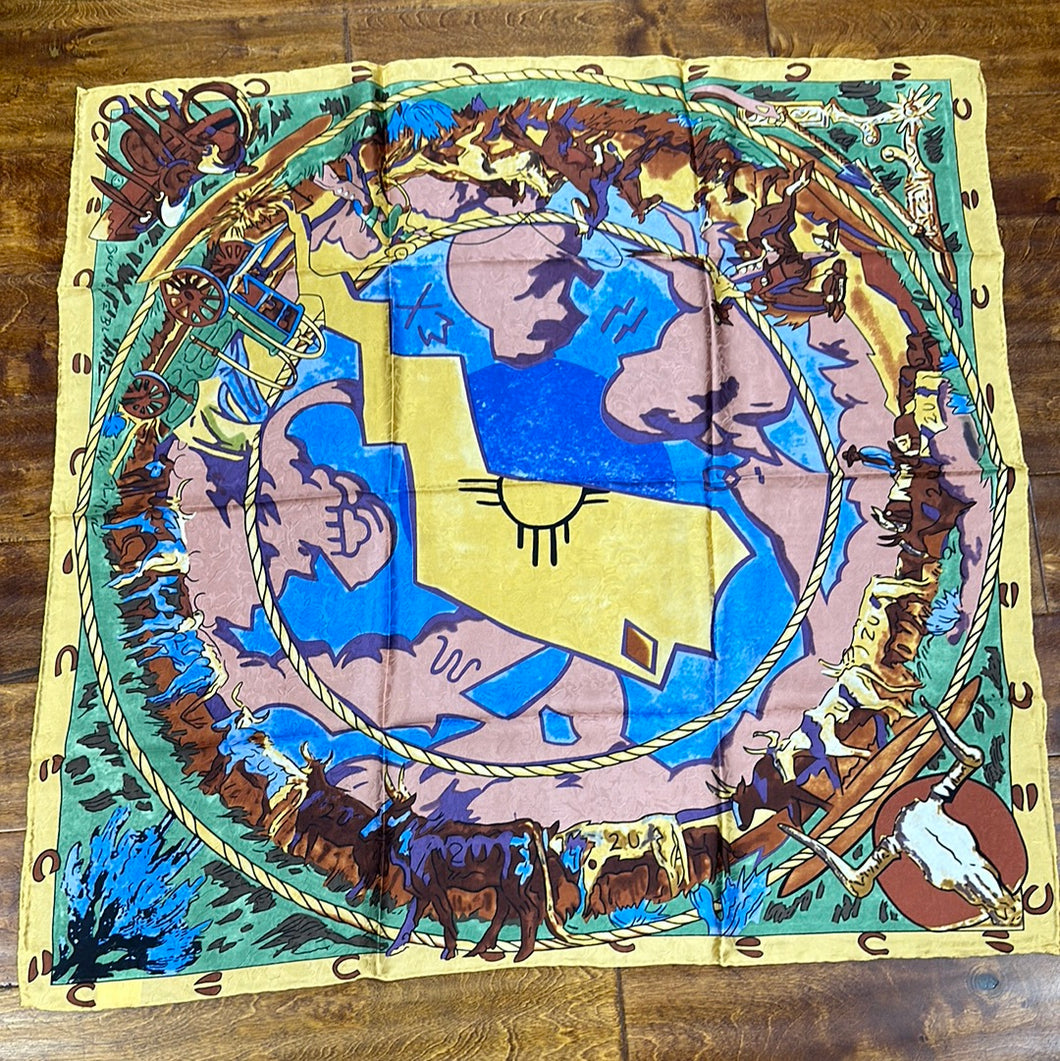 Cattle Drive Silk Scarf.