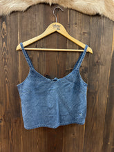 Load image into Gallery viewer, Women’s Medium Wash Rhinestone Denium Tank