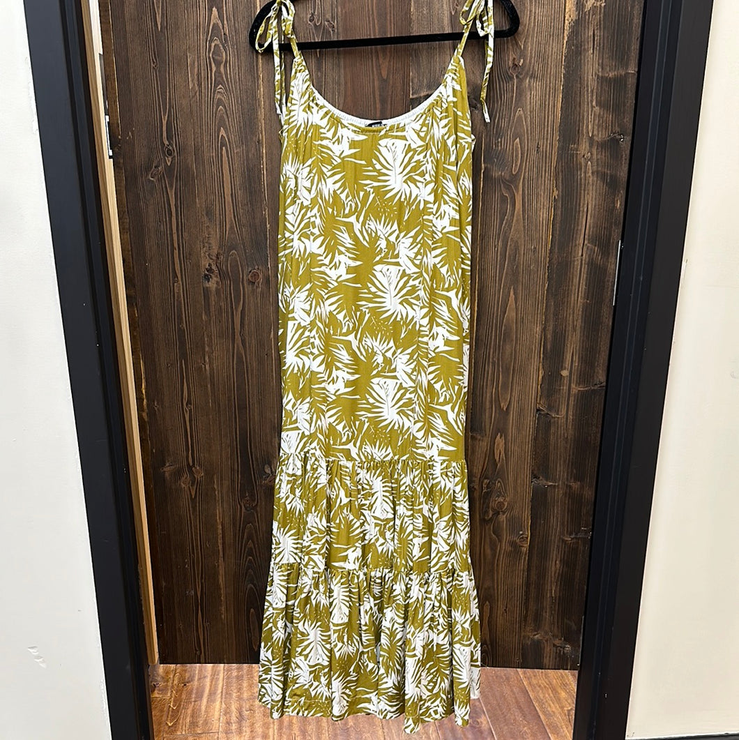 Women’s Golden Olive Tropical Maxi Dress