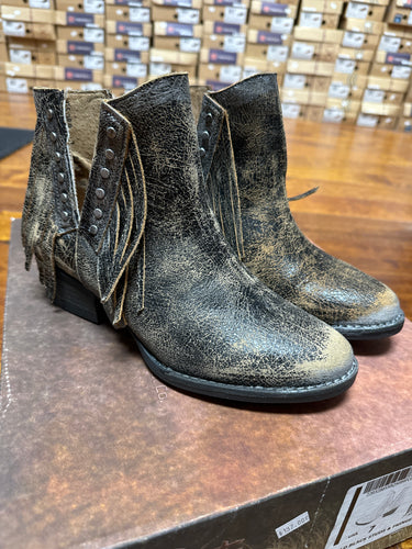 Corral Black Studs & Fringe Bootie