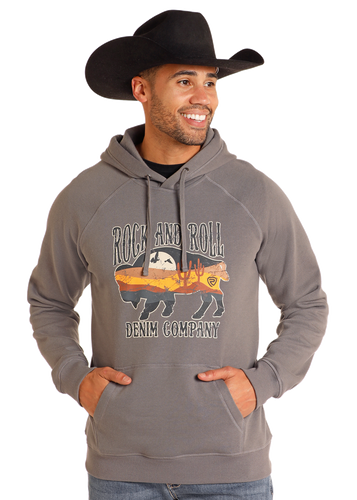 Rock & Roll Graphic Gray Hoodie.