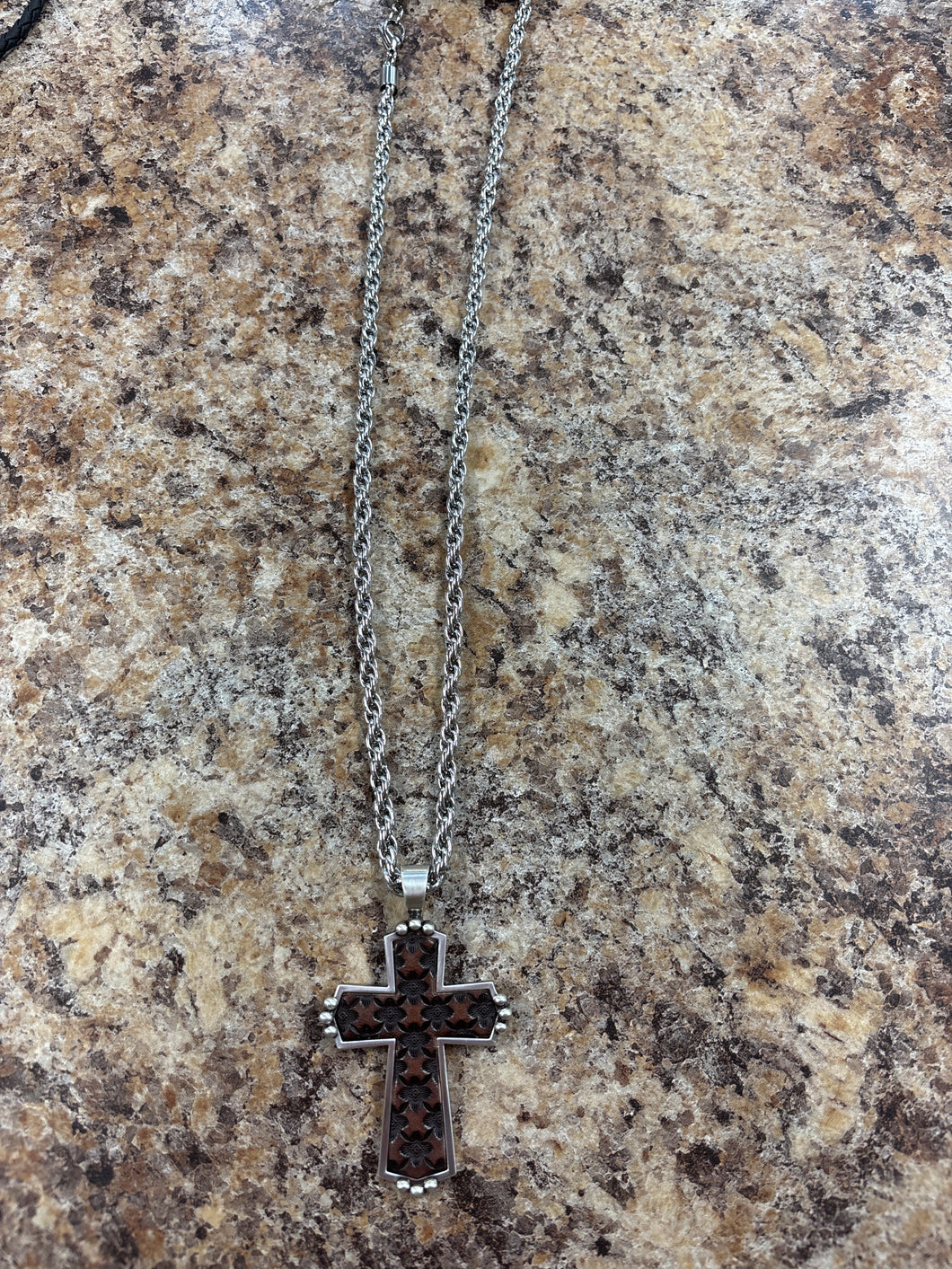 24” Leather Cross Chain.