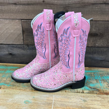 Load image into Gallery viewer, Girl’s Pink Glitter Old West Boot