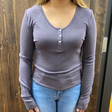 Load image into Gallery viewer, Ribbed Knit Henley Long Sleeve