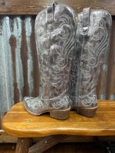 Load image into Gallery viewer, Women’s Silver Faux Leather Weatern Stitch Boot