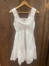 Load image into Gallery viewer, Woman’s White Scalloped Hem Eyelet Dress