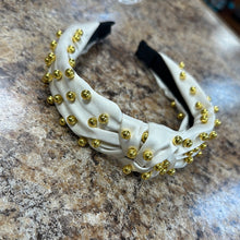 Load image into Gallery viewer, Knot Gold Beaded Headband.