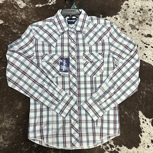 Wrangler Red/White/Blue Plaid Snap Up.