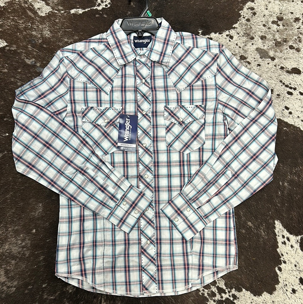Wrangler Red/White/Blue Plaid Snap Up.