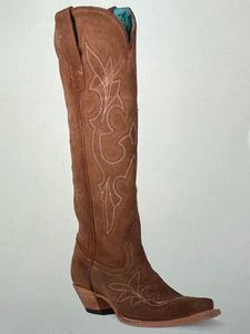 Corral Sand Suede Embroidery Talk Top Boots.