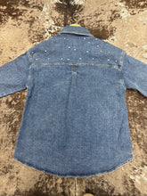 Load image into Gallery viewer, Woman’s Veveret Denim Rhinestone Jacket