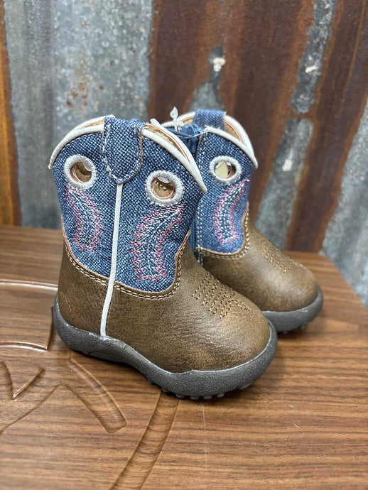 Infant Brown Faux Leather Vamp Boots.