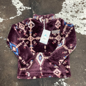 Hooey Youth Ladies Maroon Fleece Pullover with Aztec Pattern All