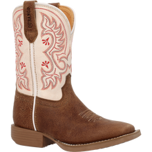 Load image into Gallery viewer, Durango Little Girl&#39;s Shyloh Metallic Peach &amp; Tan Western Square Toe Boot.
