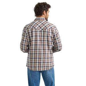 Wrangler Retro Modern Fit Taupe Plaid Shirt.