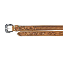 Load image into Gallery viewer, Men’s Floral Basketweave Tooled Belt.
