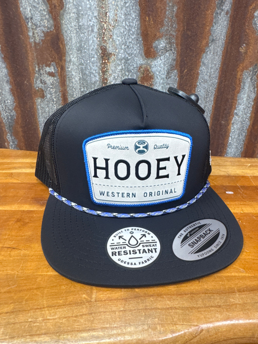 Hooey Trip Blk Trucker Blue Patch