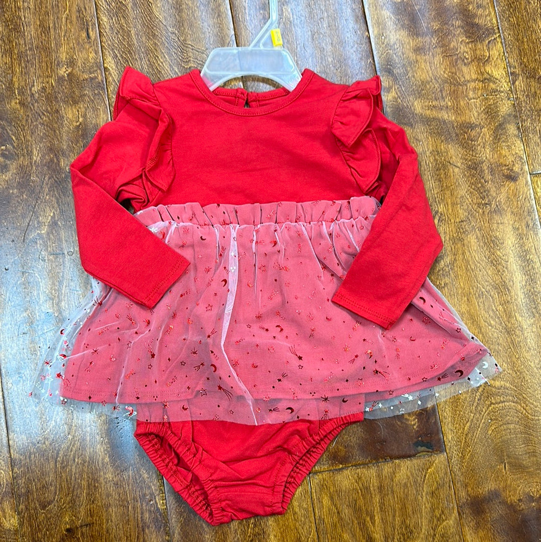 Wrangler Little Girls West Long Sleeve Red Dress Set.