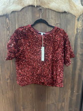 Load image into Gallery viewer, Women’s She+Sky Short Sleeve Sequin Top
