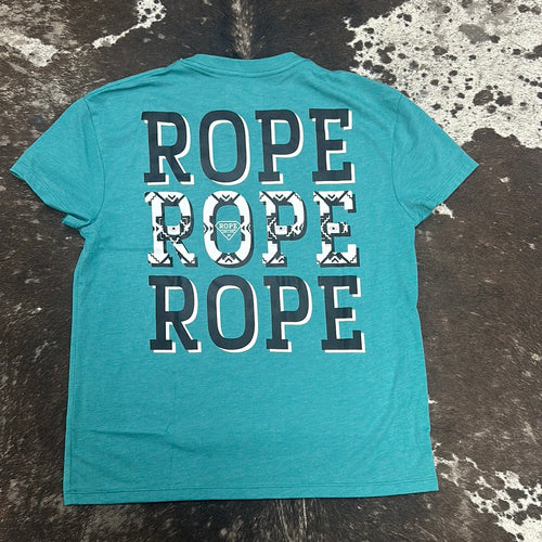 Rope Ladies Teal Heather Crewneck.