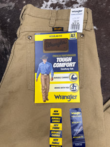 Men’s Wrangler Tough Comfort Regular Fit Khaki Canvas Jeans