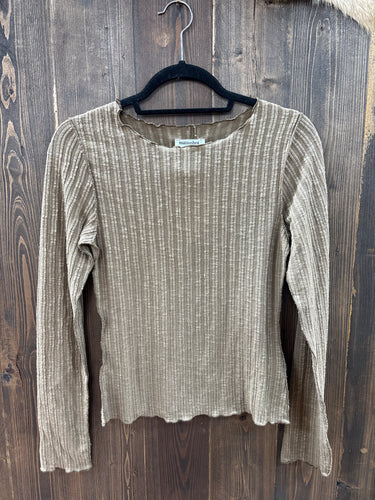 Ladies Mocha Ribbed Shirt