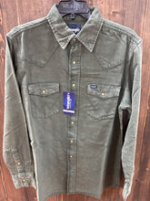 Load image into Gallery viewer, Wrangler Men’s Green Denim Button Up Shirt