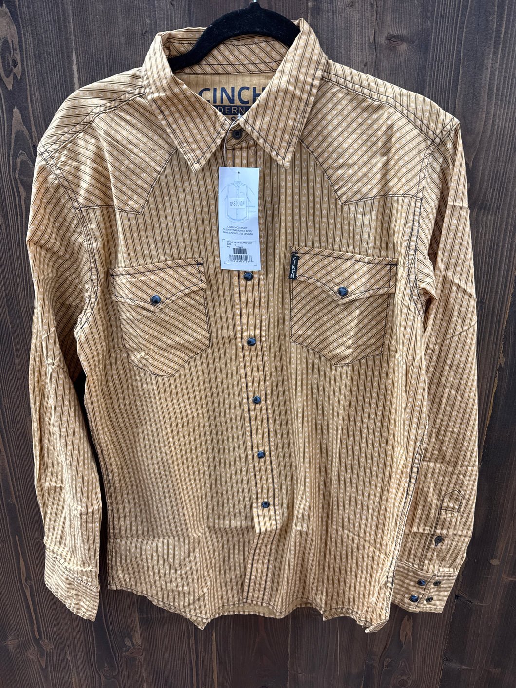 Men’s Cinch Modern Fit Gold Printed Long Sleeve Snap Up