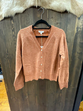 Load image into Gallery viewer, Women’s V Neck Button Front Bronze Knit Cardigan