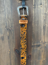 Load image into Gallery viewer, Men’s Hooey Gambler Brown Leather Belt w/ Black Painted Accents