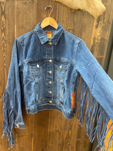 Load image into Gallery viewer, Woman’s Denim Fringe Jacket