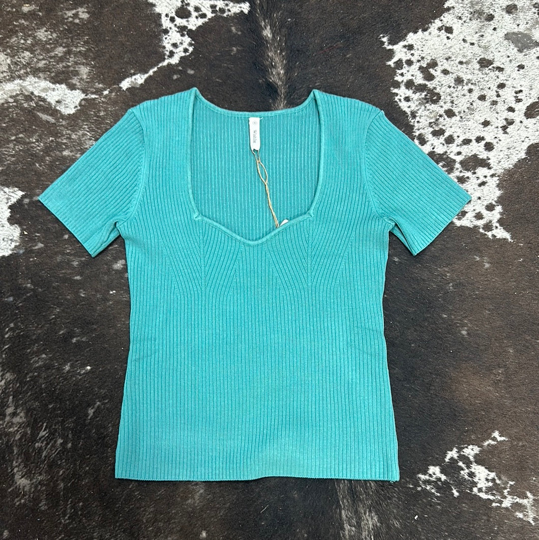 Aqua Sweetheart Sweater Top