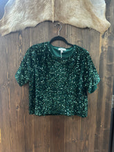 Load image into Gallery viewer, Women’s She+Sky Short Sleeve Sequin Top