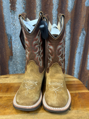 Boy’s Old West Brown Suede Square Toe Boot