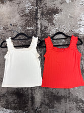 Load image into Gallery viewer, Pointelle Ruffle Tank Top