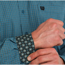 Load image into Gallery viewer, Men’s Cinch Plaid Teal Button Up.